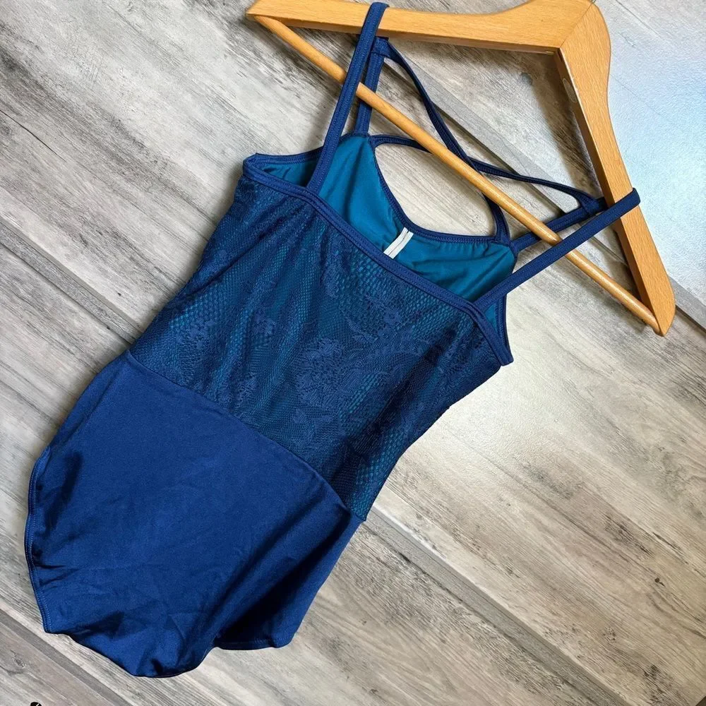 Weissman LC Navy Blue Lace Top Leotard Ballet Lyrical Dance Coquette Classic
